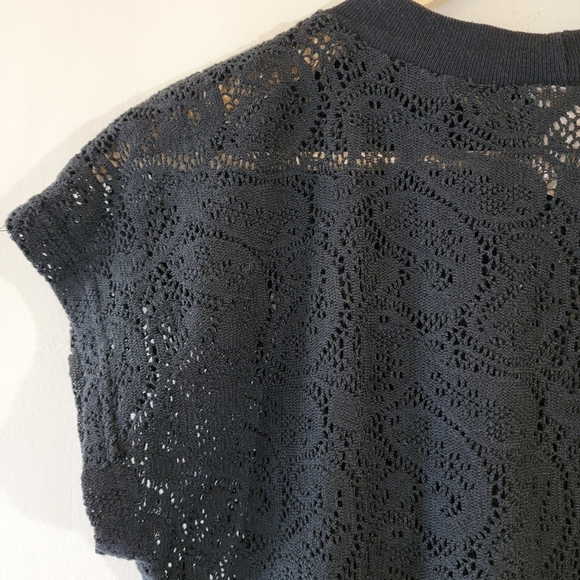 VTG 2Xs Black Y2K Lace Paisley Boxy Casual Top Sz S Whimsigoth Fairy Goth USA - Picture 8 of 11